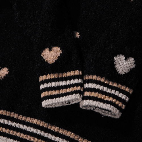 BLUSÃO PELUDINHO CORAÇÃO LUREX - PRETO
