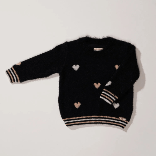 BLUSÃO PELUDINHO CORAÇÃO LUREX - PRETO