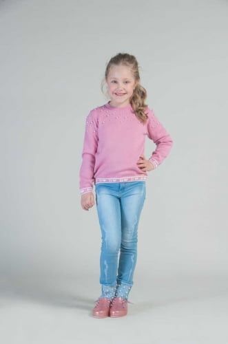 Calça jeans pérolas