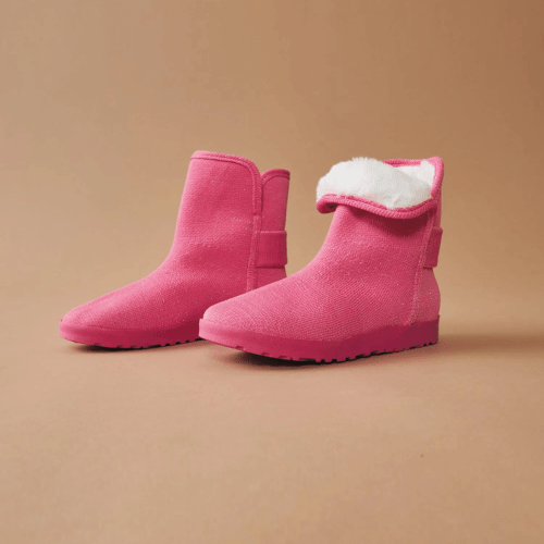 Bota pele lurex rosa